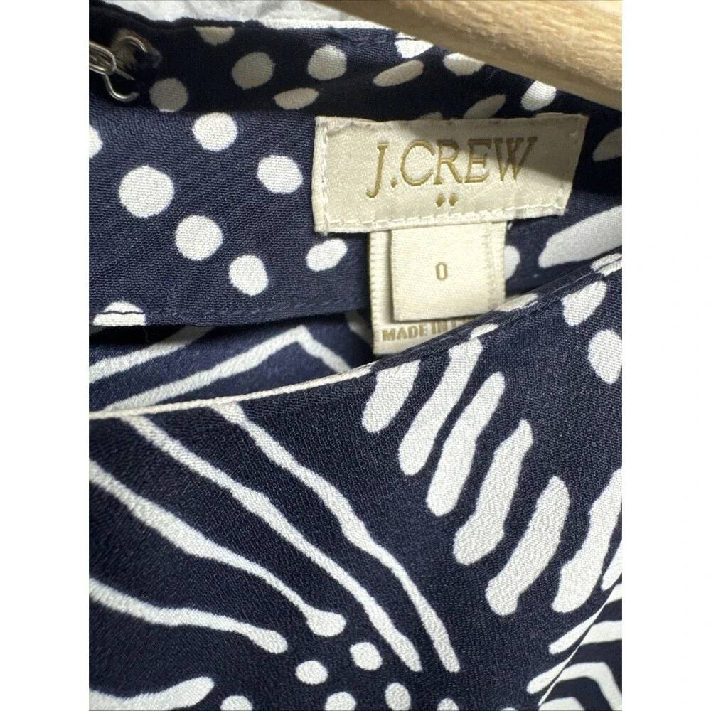 J Crew Navy & White Silky Chevron Romper Elastic Waist Womens Sz 0